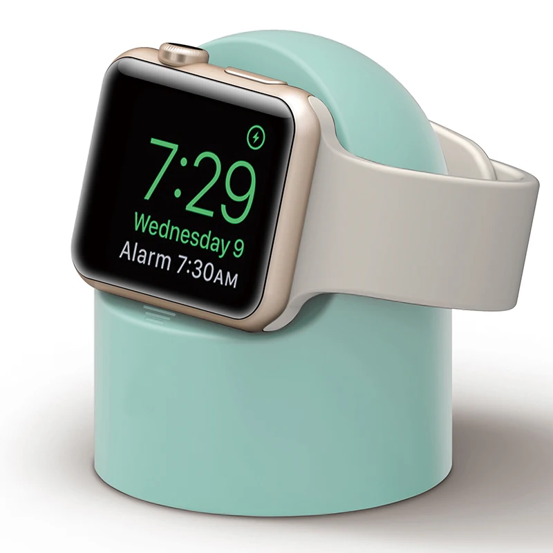 Новейший мягкий силиконовый W2 Apple watch зарядное устройство Подставка без царапин Ночная спальня зарядная подставка для Apple iwatch серии 5 4 3 2 1 - Цвет: Green