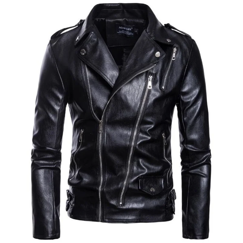Мужская классическая Куртка из искусственной кожи мотоциклетная куртка с