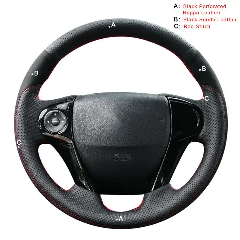 Suede and Nappa Авто оплетка на руле Крышка для Honda Accord 9 2013- Crosstour 2013 ручной сшитые DIY колпаки для автомобильных колес - Название цвета: Suede and Nappa