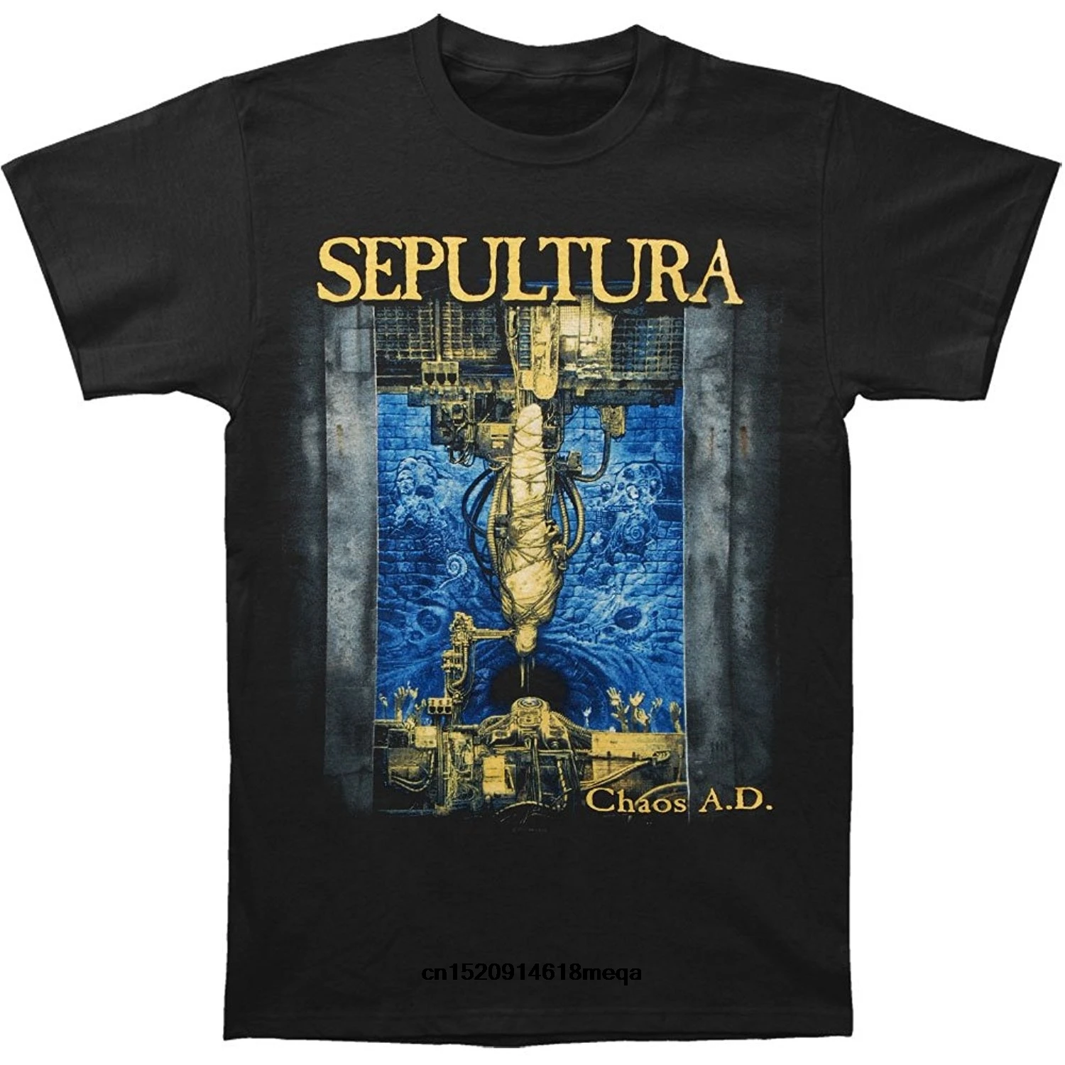 Забавные футболки мужская футболка с коротким рукавом Sepultura Chaos A.D. черного цвета |