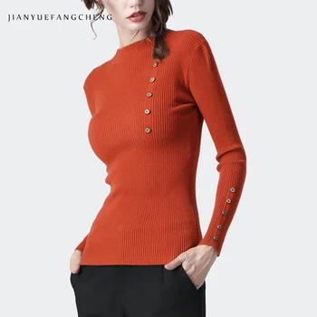 

High Neck Women Knitted Sweaters 2019 Winter Ladies Sexy Skinny Elastic Tight Bottoming Top Pullover Sweaters