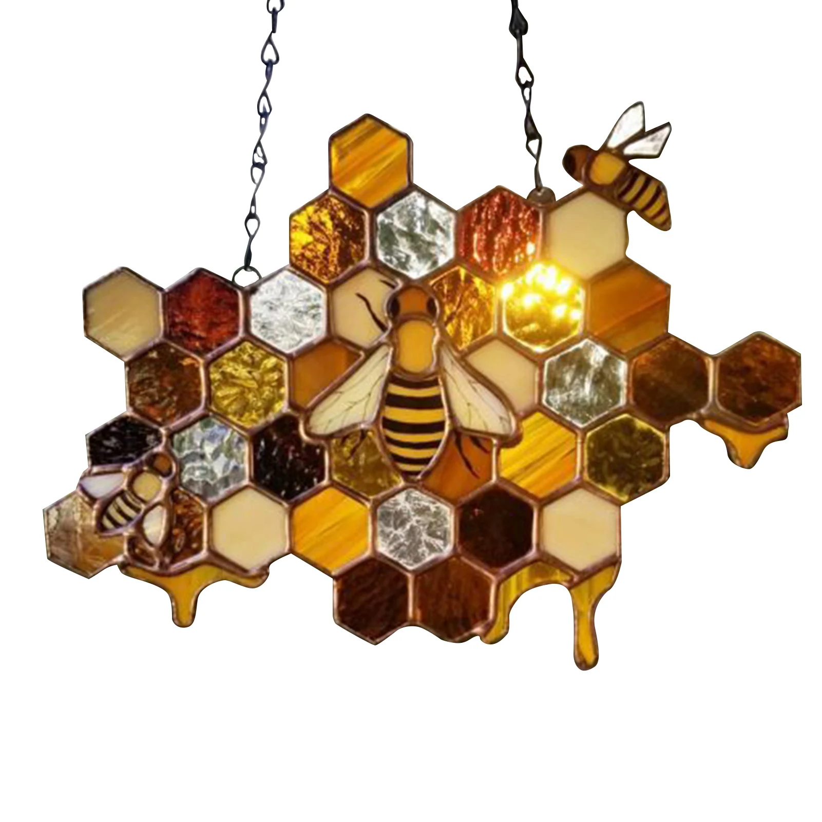 Bee Honeycomb Window Hanging Sun Catcher Ornament Bumblebee for Home Garden 