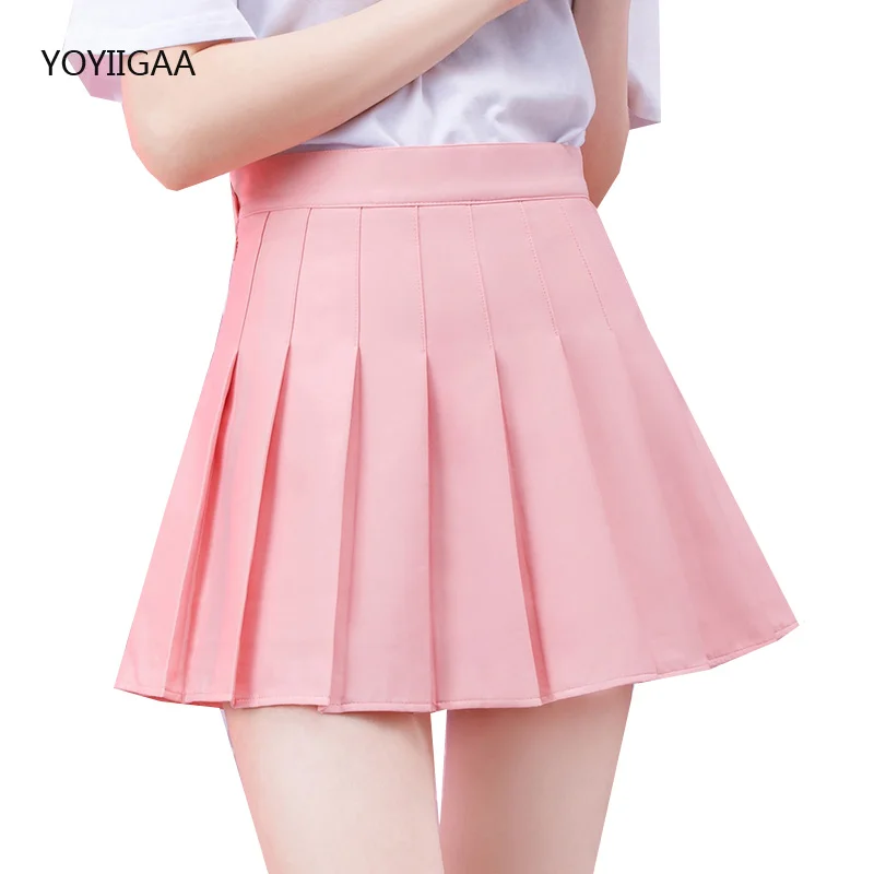 Женская плиссированная юбка розовая готическая с высокой талией для танцев в