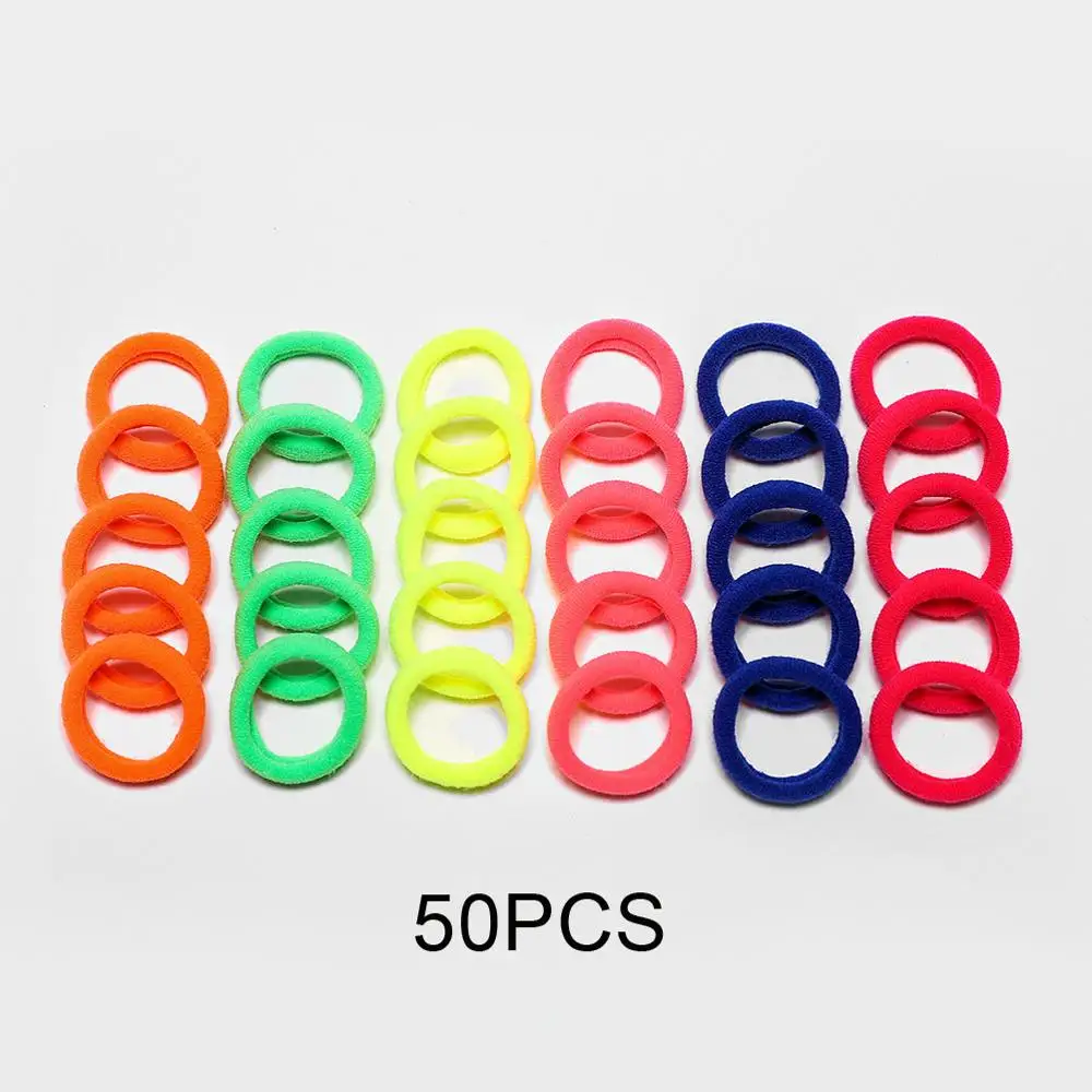 D049-1 50PCS MISM 100/50 шт эластичная лента для волос конфетный цветной ободок милые девушки аксессуары резинки для волос ободок Сделай Сам резинка для украшения волос - Цвет: D049-1 50PCS