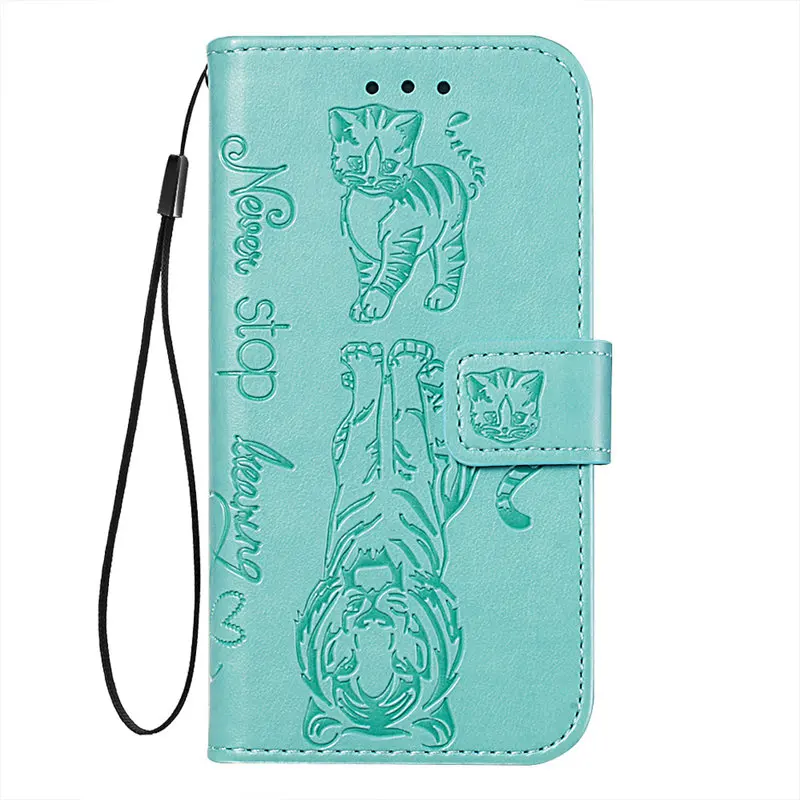 Чехол для iPhone 11 Pro Max Cat-Tiger для apple X XR XS 7 8 6 6S Plus 7+ 8+ милые сумки с тиснением с магнитным замком задняя крышка P03D - Цвет: Green