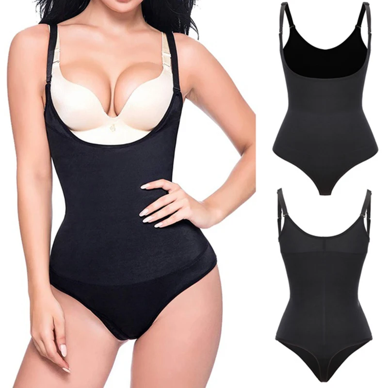 Женское корректирующее боди из латекса с регулируемыми бретелями и открытым