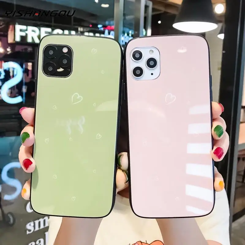 Простой модный стеклянный чехол YISHANGOU для iPhone 11 Pro Max SE 2 6 6s 7 8 Plus X XS XR из закаленного