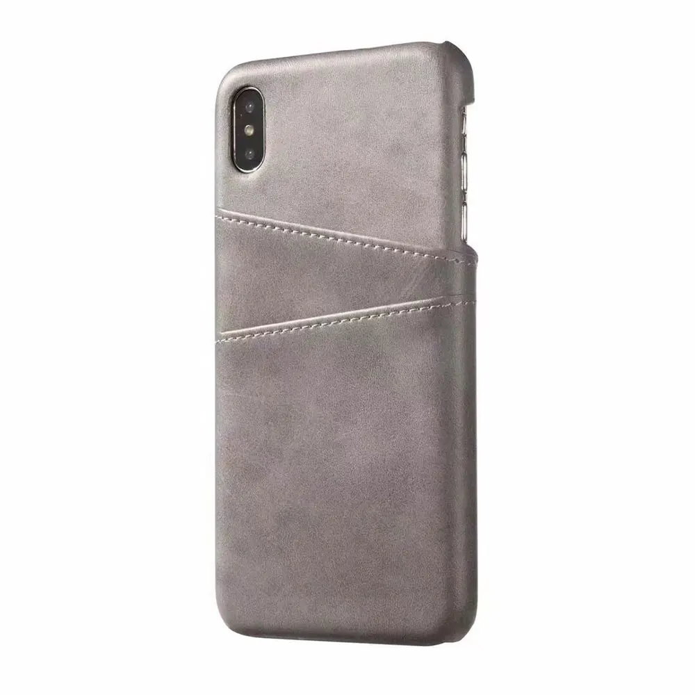 Gray KISSCASE Leather Phone Case For iPhone 8 7 6S 6 Plus 5S SE X Retro Card Slots Funda Cases For iPhone XR XS MAX X 10 XS 8 7 Case - Color: Gray