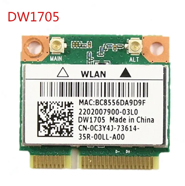 

150M Atheros DW1705 Wireless 802.11N+Bluetooth 3.0 150Mbps Wifi Half Mini PCI-E Wlan card for DELL Asus Acer Toshiba
