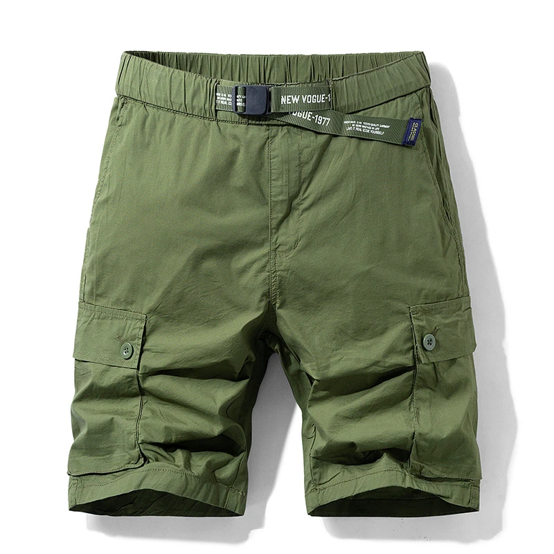 mens elastic waist khaki shorts