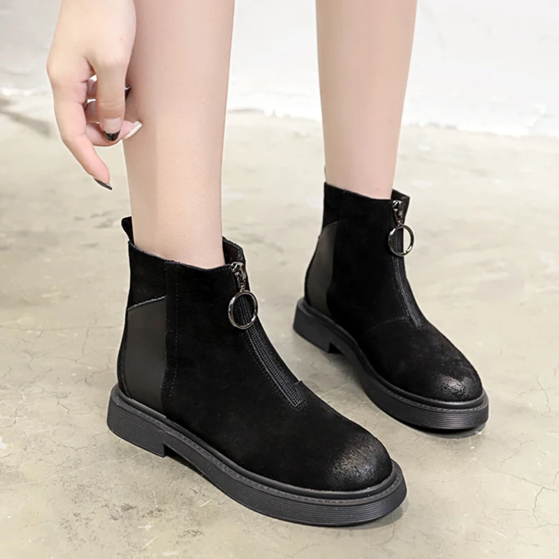 Bootee/ г. Женские ботинки на плоской подошве, на молнии ботинки на низком каблуке со шнуровкой зимние женские роскошные дизайнерские женские ботинки с круглым носком