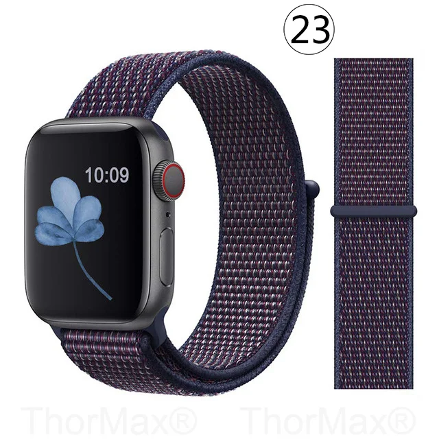 23-Indigo Ремешок для часов Apple Watch 4 серии 5 4 3 мягкий легкий дышащий нейлоновый спортивный ремешок 38 мм 42 мм 40 мм 44 мм Ремешки для наручных часов - Цвет ремешка: 23-Indigo