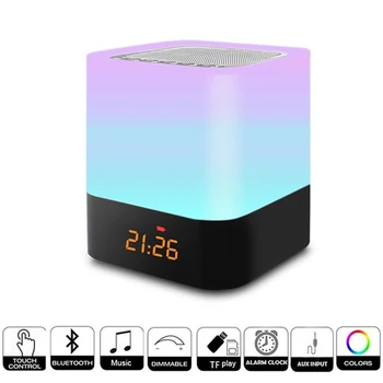 

LED Bluetooth Speaker Night Light Music Smart Desk Lamp Alarm Clock Player