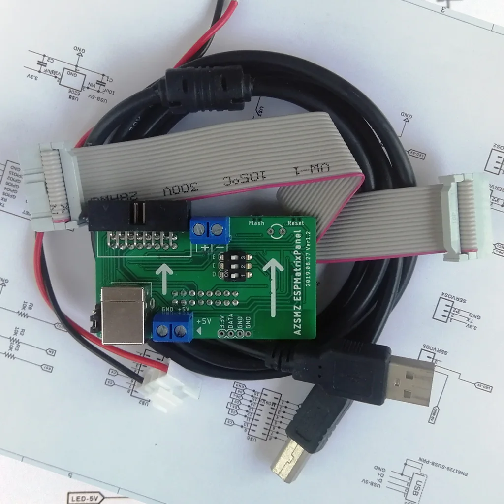 AZSMZ ESPMatrix панель RGB светодиодный матричный контроллер ESP8266 чип на макетной плате для PXMatrix arduino с открытым исходным кодом github