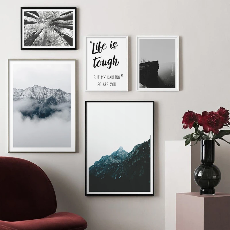 Modern Minimalism Nordic Tree Mountian Scenery Motivational Life Quote Sea Ship Poster Canvas Print for Wall Decor Dorm Room | Дом и сад