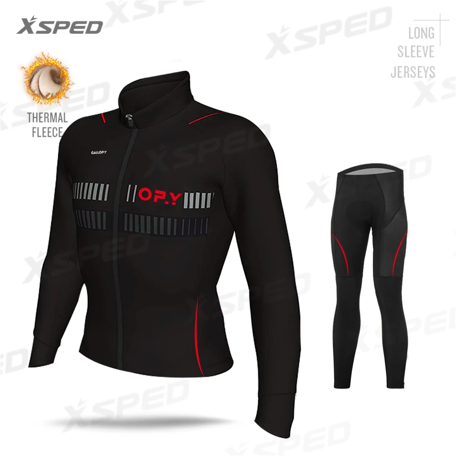 Normal Cycling Set Зимняя одежда для велоспорта, комплект Джерси с длинным рукавом, одежда для велоспорта, термо флисовая одежда для триатлона, профессиональная одежда для велоспорта - Цвет: Normal Cycling Set