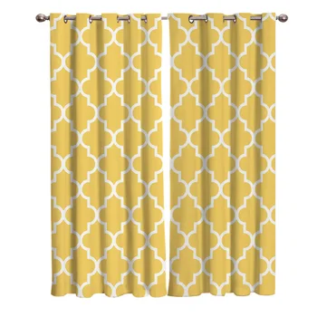

Geometry Rhombus Yellow White Window Curtains Curtain Lights Living Room Outdoor Bedroom Indoor Decor Kids Window Treatment