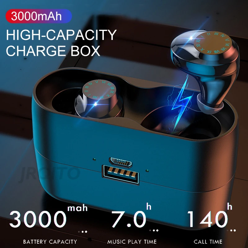 TWS Bluetooth наушники IPX7 водонепроницаемые беспроводные наушники 9D стерео звук с 3000 мАч зарядный чехол гарнитура с микрофоном