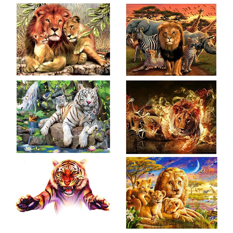 

5D diamond painting animals diamond Mosaic embroidery Tiger Lion Cross Stitch full drill diamond Draw Home decoration painting