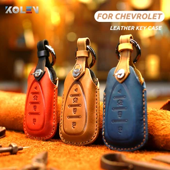 

Genuine Leather Car Remote Key Case Cover Fob For Chevrolet Cruze Spark Camaro Volt Bolt Trax Malibu Equinox XL Key Protector