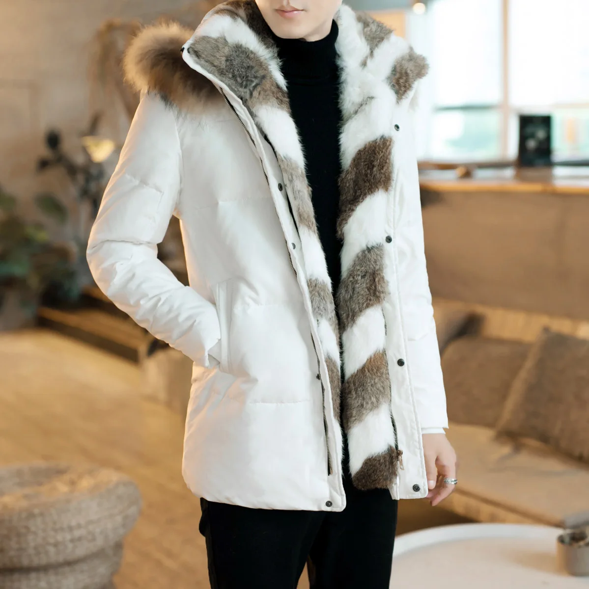 Deals 2019 premium brand Fashion Men's keep warm winter Add down jackets/Male High quality hoodie Casual jackets Plus size S-5XL