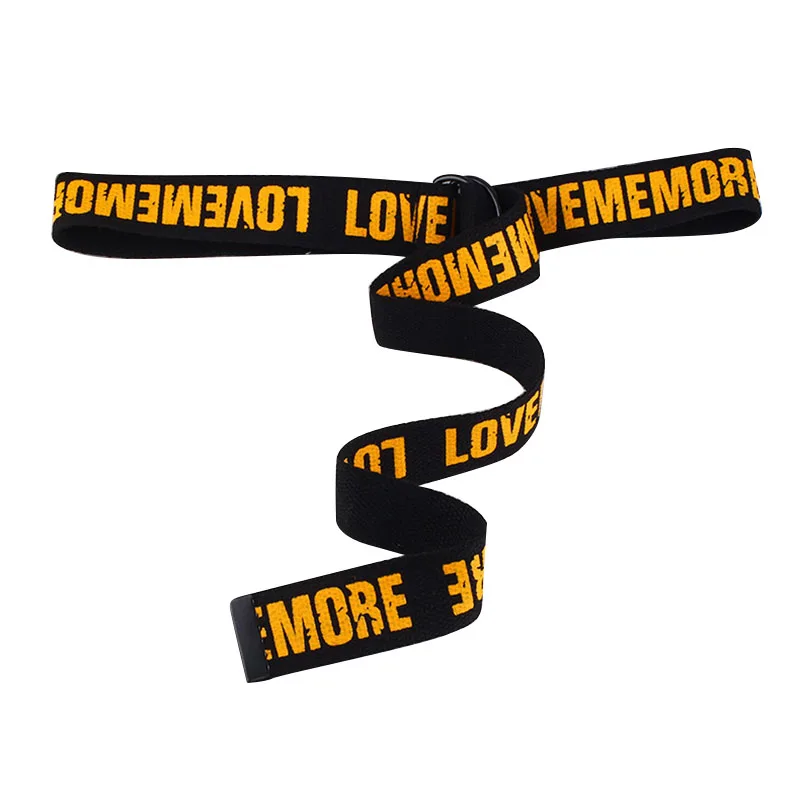 

Unisex Leisure Canvas Belt Fashion Wild Letter Printed Waist Strap Hip Hop Punk Style Double D Ring Buckle jeans Pants Waistband