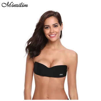 

Minxilim Sexy Push Up Blackless Bras Underwear Women Strapless Silicone Bra Invisible Wedding Top Adhesive Strapless Bandage