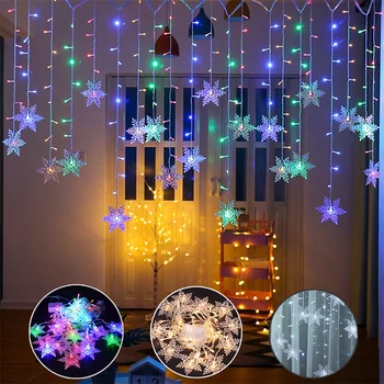 

Colorful Snowflake 3.5M Christmas Light Curtain Lights Durable Romantic 8 Modes Garden Waterproof Landscape Lamp 96 Leds EU/US