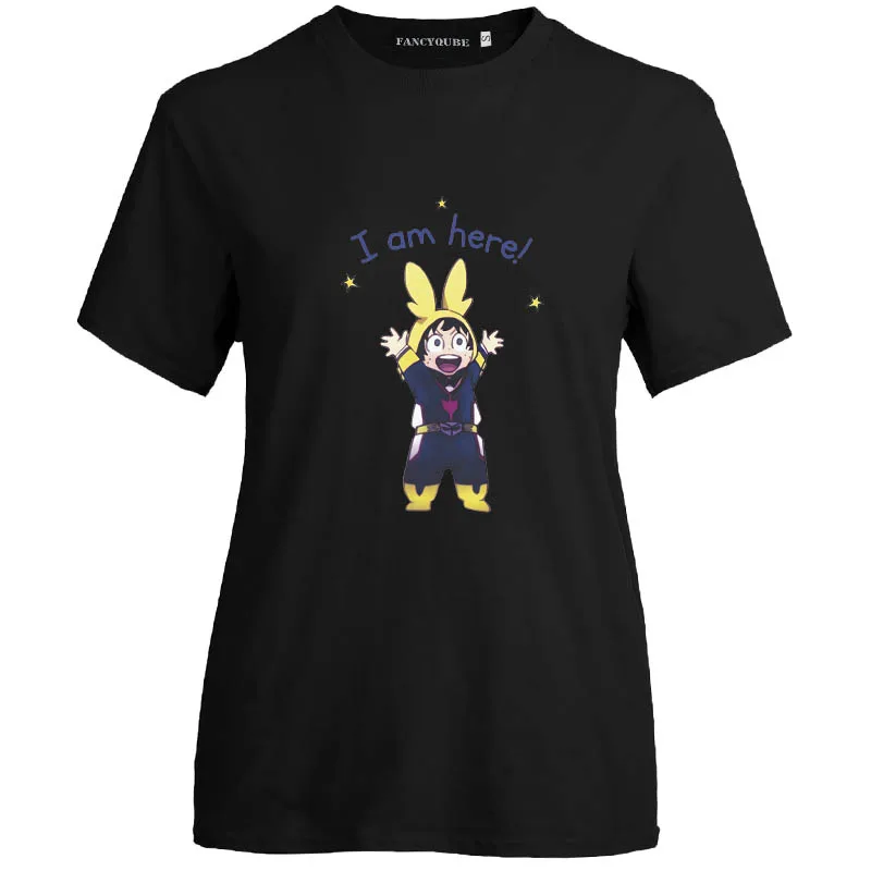 Аниме My Hero Academy Женская Милая футболка с графическим принтом и коротким рукавом Deku I Am Here Повседневная Свободная футболка Топы