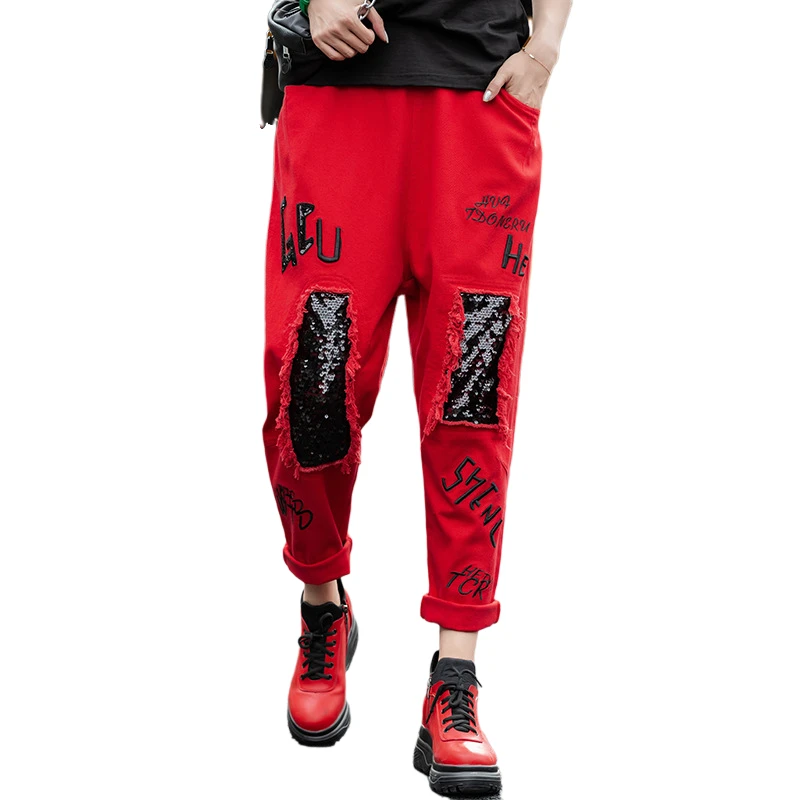 Тренд 2020 длинные джинсовые штаны с эластичной резинкой на талии женские осенние