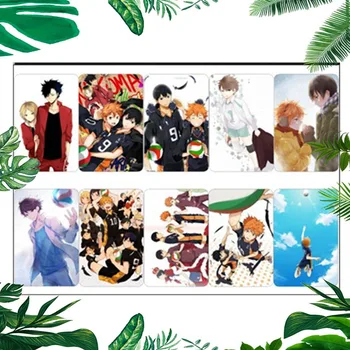 

10pcs/set Haikyuu Volleyball Junior Stickers Anime Crystal Card Sticker Custom Crystal Frosted Jelly Bus Card Meal Card Sticker
