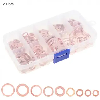 

200pcs Solid Copper Washer Flat Ring Gasket Sump Plug Oil Seal Fittings M5/6/8/10/12/14 Washers Fastener Hardware Accessories