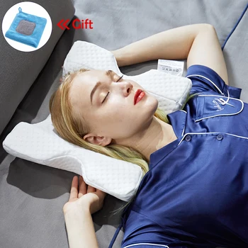 

Memory Foam Pillow Neck Protection Zero Pressure Slow Rebound Memory Foam Bridge Shaped Pillow Health Cervical Double-sided Use