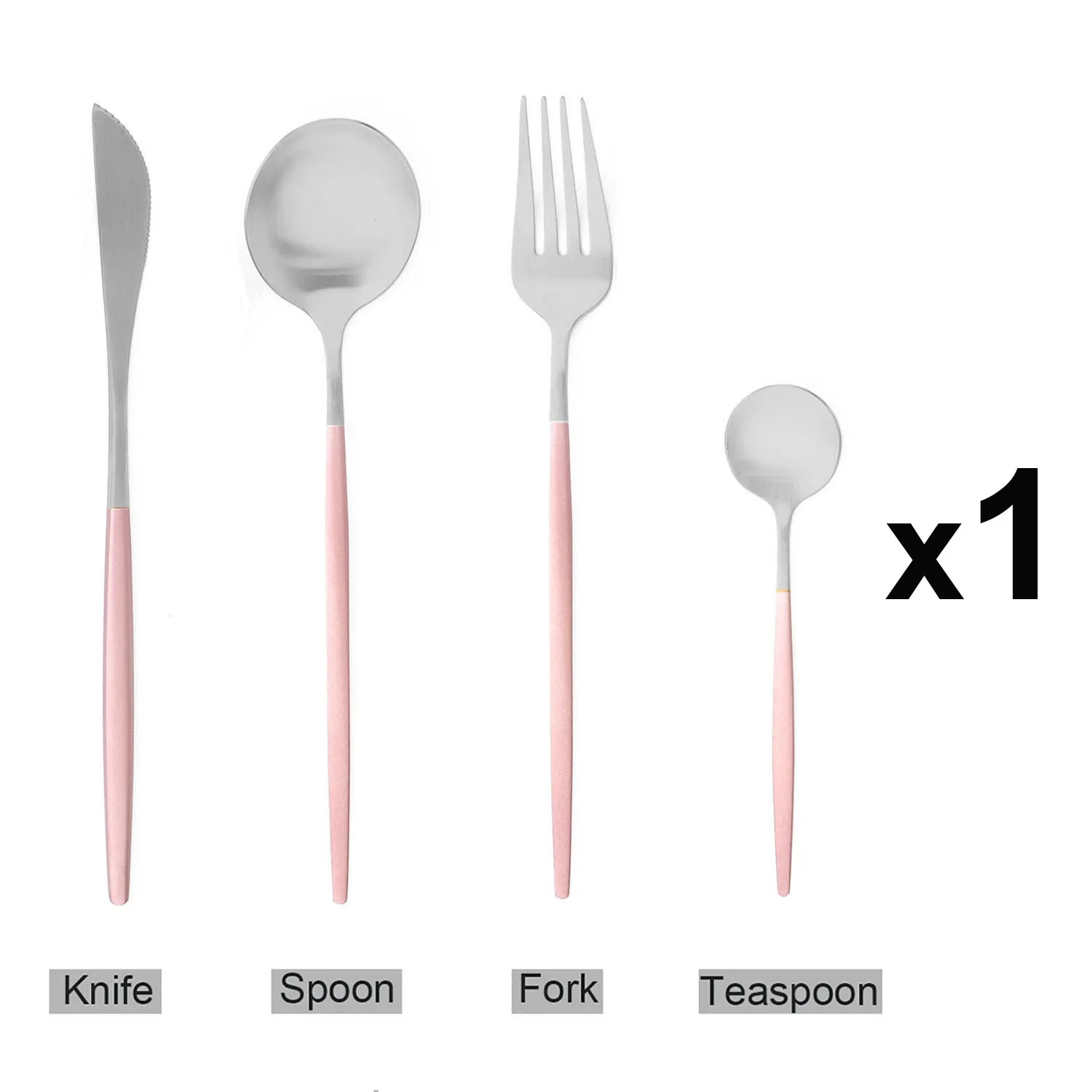 4Pcs Pink Silver