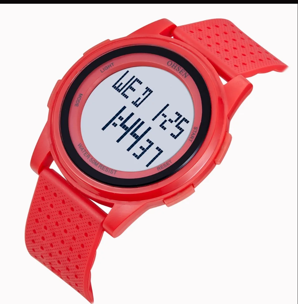 OHSEN цифровой бренд lcd мужские часы reloj hombre 50 м подводный военный черный силиконовый наружный спортивный наручные часы Мужские часы Подарки