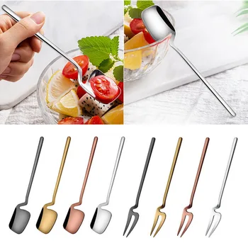 

4 Colors Stainless Steel Wall-mounted Gold Plated Fruit Fork Children's Dessert Fork Tableware Kitchen Accessories