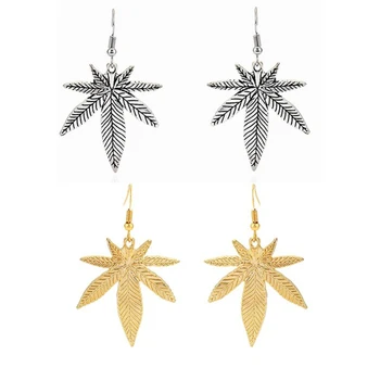 

200Pair Maple Leaf/Pot Weed Leaf Charms Pendants Earring Antique Gold/Silver Color Jewelry For Women