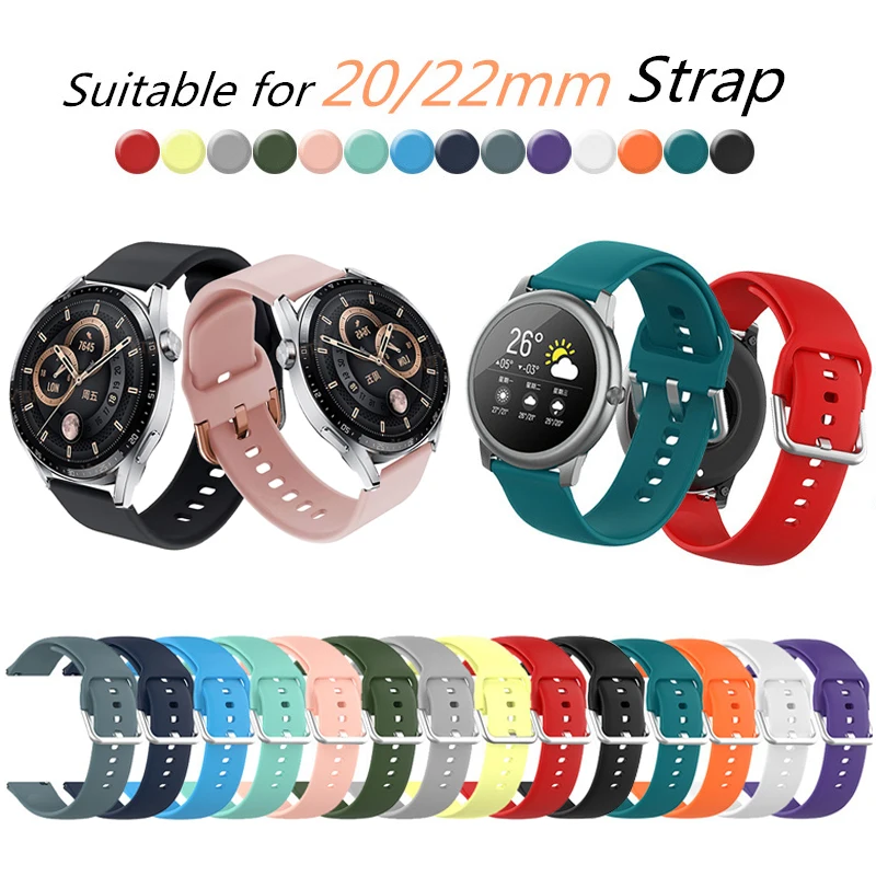 Силиконовый ремешок для Huawei Watch GT 2 Starp Smart Band GT3 мягкий браслет Amazfit GTR 3 Pro/GTS /Bip 20 мм 22