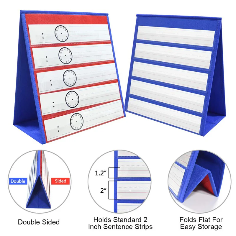 

Desktop Pocket Chart Teaching Double-sided Self-standing Foladble for Classroom UND Sale