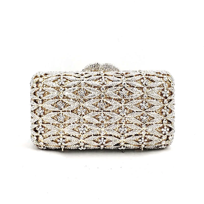 Color 1 Elegant women evening party Nigerian diamonds luxury box clutches ladies designer crystal purses bridal wedding party purses - Цвет: Color 1