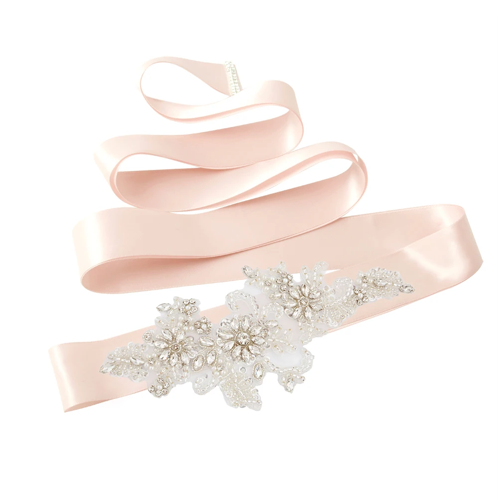 baby pink TRiXY B139 стразы, бисер, свадебный пояс, стразы, пояс для невесты, пояс для свадебного платья, пояс для невесты, свадебные пояса, аксессуары - Цвет: baby pink