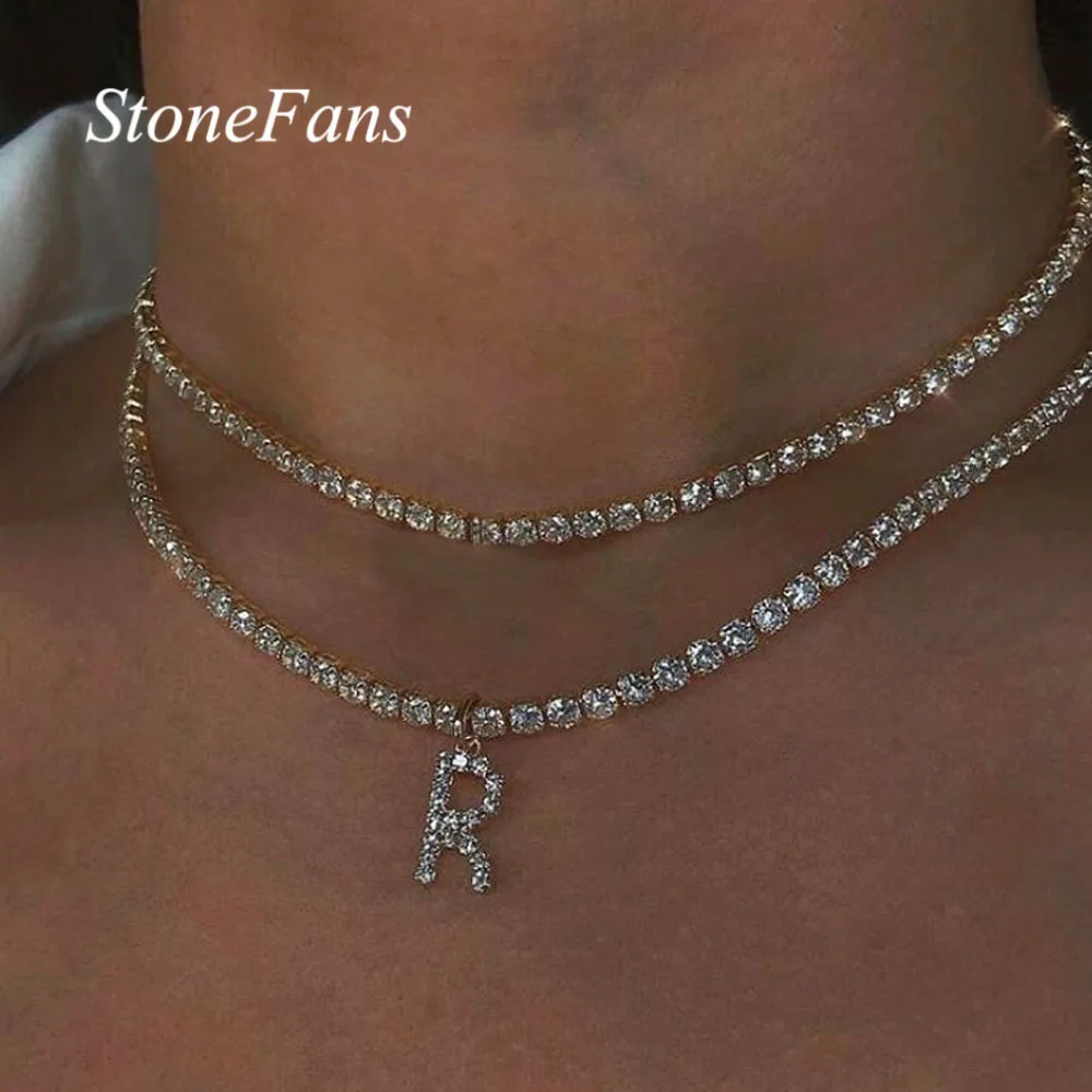 Ожерелье Stonefans с надписью Bling цепь для тенниса Женское под заказ искусственным