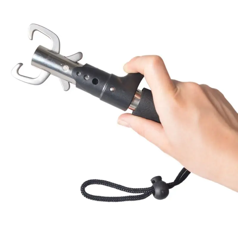 

Portable Fish Gripper Stainless Steel Handle Grab Carp Fish Lip Grip Fish Controller Fishing Pliers With Lanyard Fishing Tool