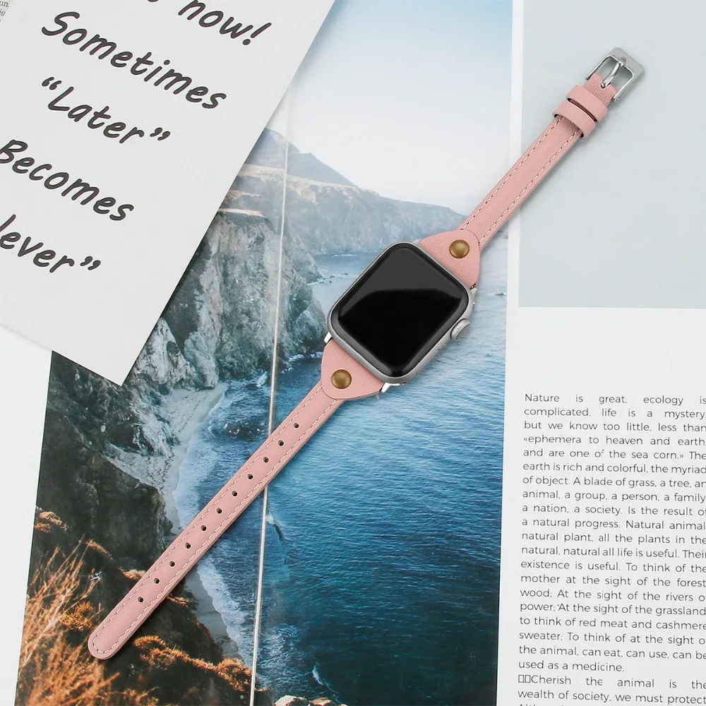 Ремешки для Apple Watch 38 мм 40 мм 4 44 мм кожаный браслет для Apple Watch ремешок 5 4 3 2 1 для iWatch серии 42 мм женские ремешки