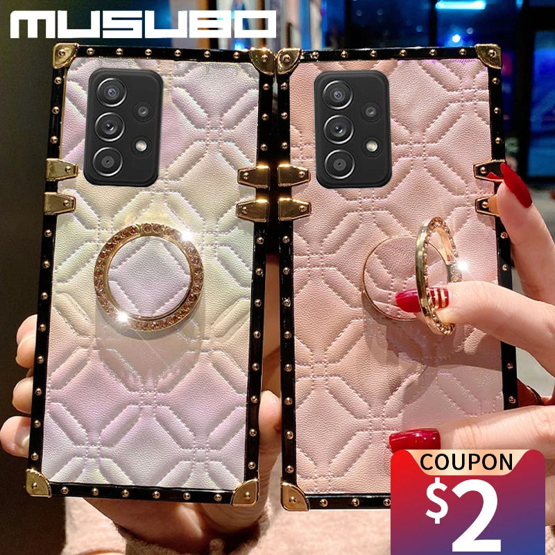 Musubo Luxury Flower Leather Phone Case For Samsung Galaxy S22 S23 Ultra  S21 S20FE A13 A14 A53 A51 A52S Cover Girls Soft Square - AliExpress