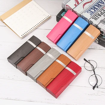 

Fashion Spectacle Case Unisex Portable Imitation Wood Grain Fold Sunglass Square Box Glasses Holder Handmade Eyewear Protector