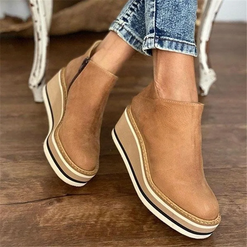 Botines de Plataforma Gruesa para Mujer, Botas de Caña Corta, con Bolsa  para la Suela, con Punta Redonda, Antideslizantes, a la Moda, Novedad, 2021| Botas hasta el tobillo| - AliExpress