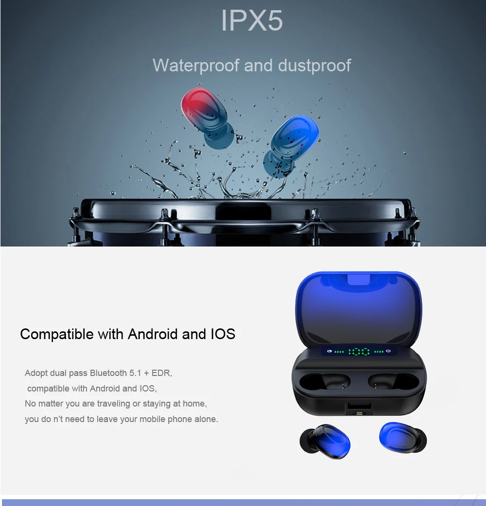 TWS Bluetooth 5,1, градиентные цвета, сенсорные беспроводные наушники, мини, бинауральные наушники, стерео, спортивные, музыкальные, водонепроницаемые, микрофон, гарнитура