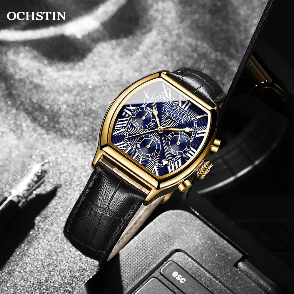 OCHSTIN 2023 NEW Fashion Mens Square Watch Business Quartz Chronograph Wristwatch Luxury Brand Waterproof часы мужские GQ6132