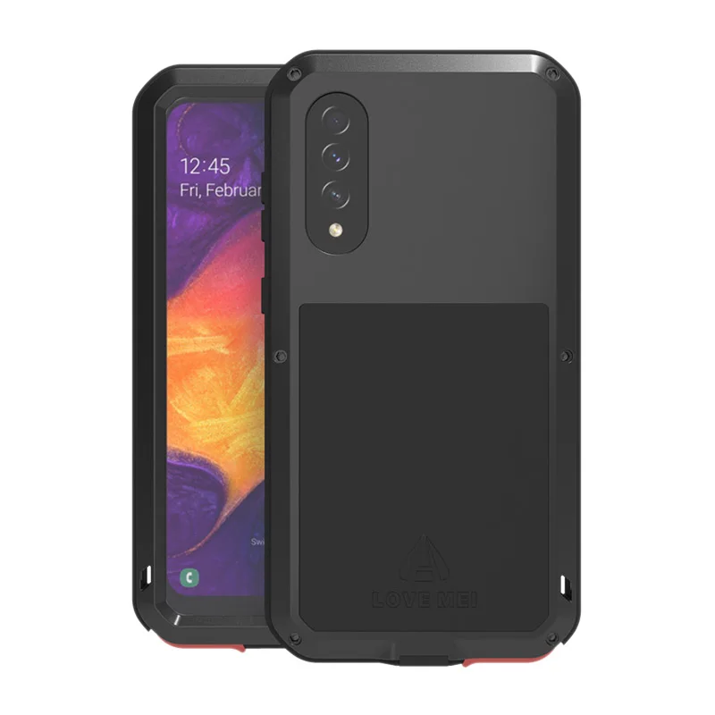 

LOVE MEI Heavy Duty Case for Samsung Galaxy A50 Metal Tempered Glass Cover Waterproof Shockproof Dustproof Outdoor Protector